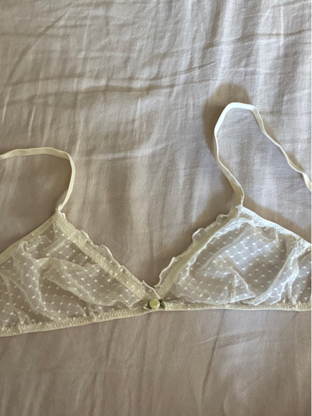 Rouje Sheer Swiss Dot Bralette in Cream - Picture 2 of 6